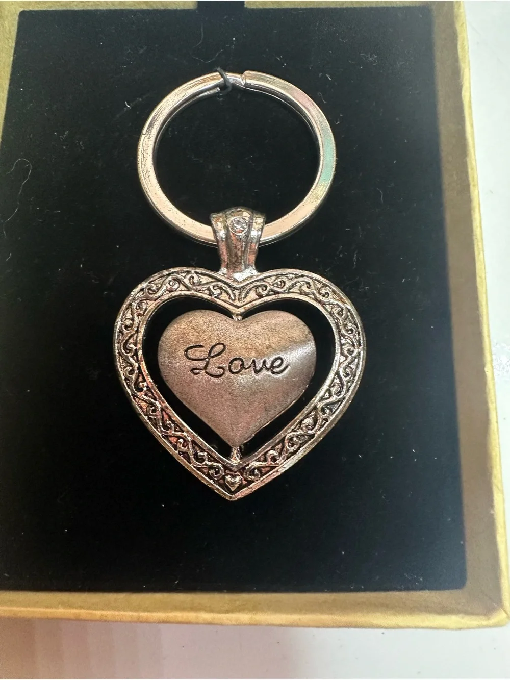 Heart 'Love' Keychain Card Holder - Silver